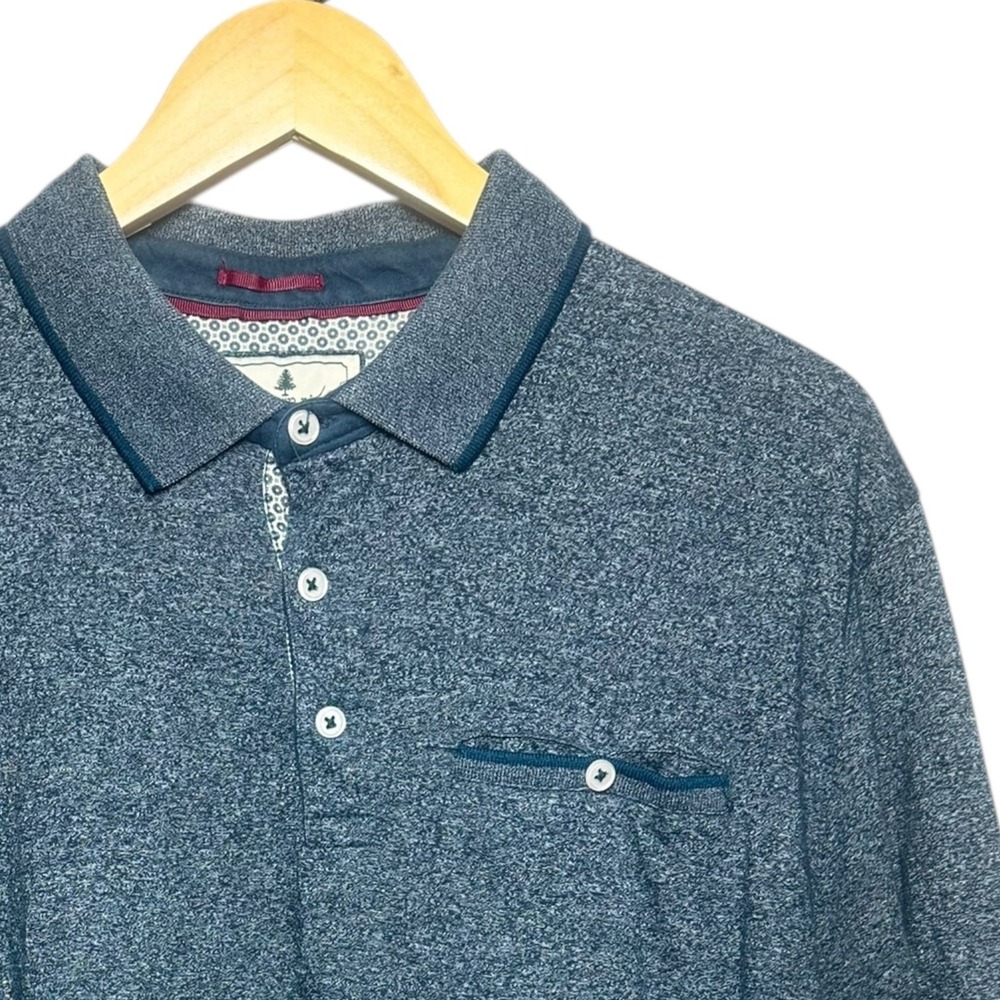 Southern Pines Men's Large Heather Blue Polo Shirt Collared Casual